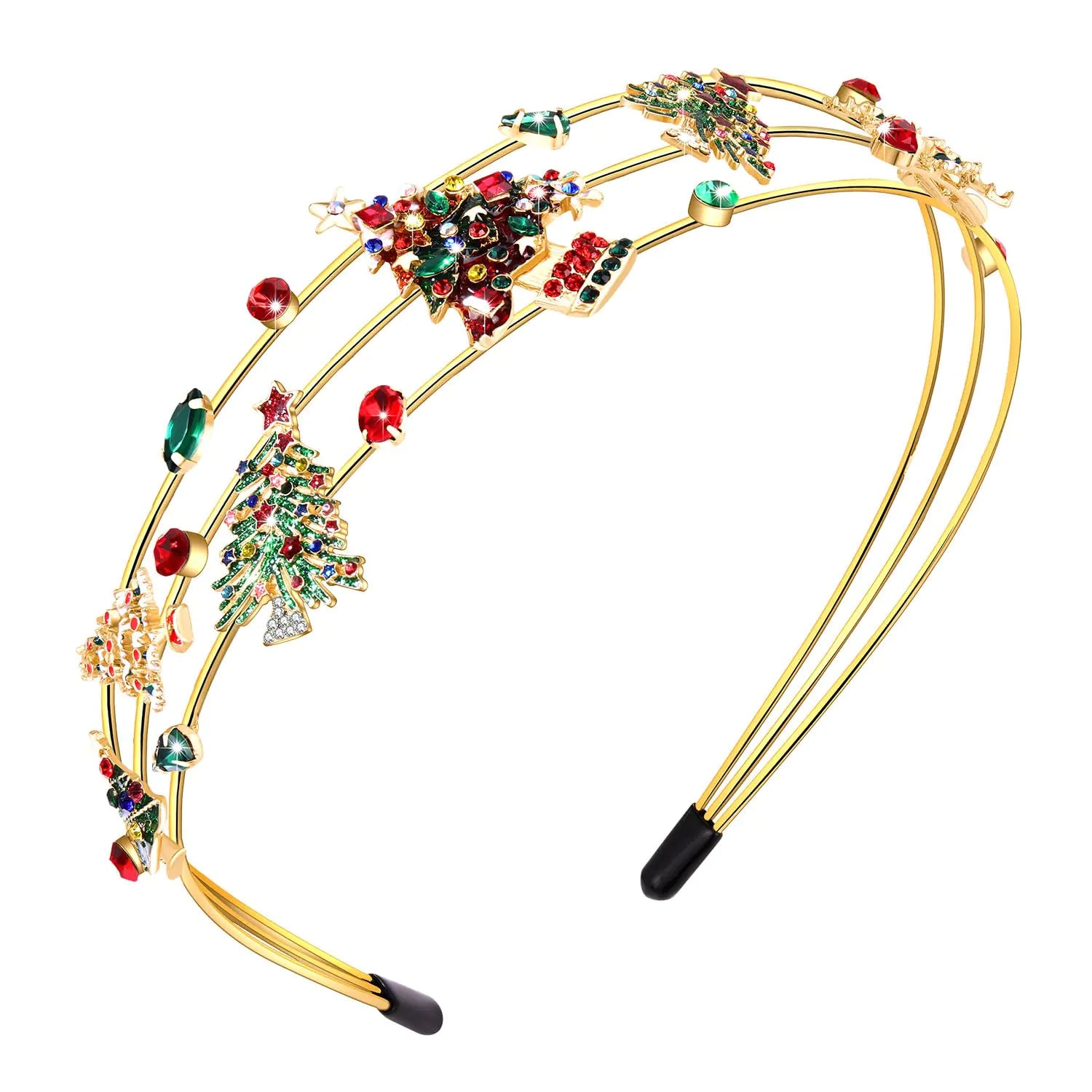 Diadema Navideña mokkia para Mujer con Árbol de Navidad de Pedrería, Ideal para Regalos y Atuendos Festivos (Navidad 4)