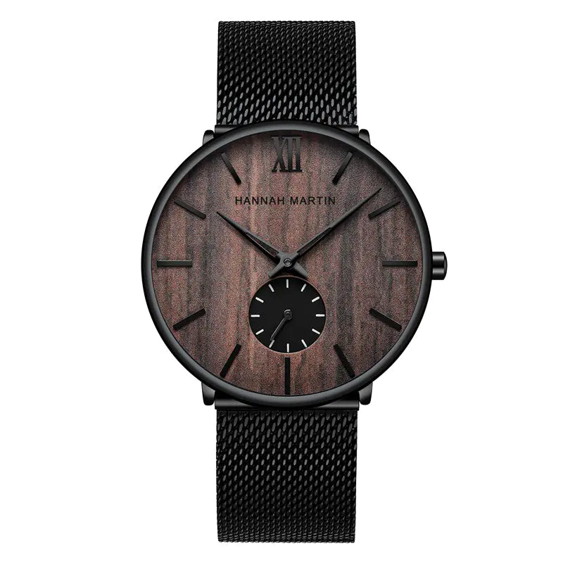 Men's Bamboo Watch with Ebony Wood Grain Design