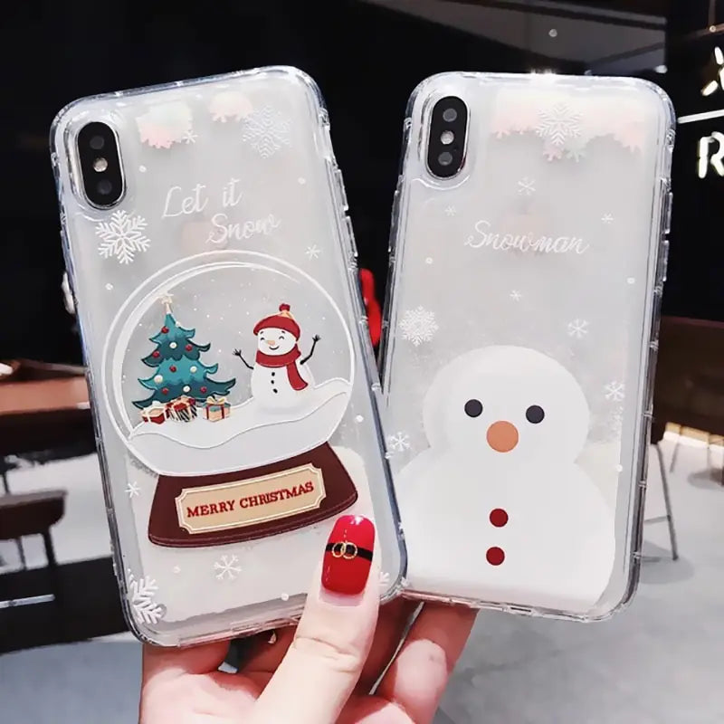 Funda para Teléfono Navideña de Arena Líquida Copo de Nieve