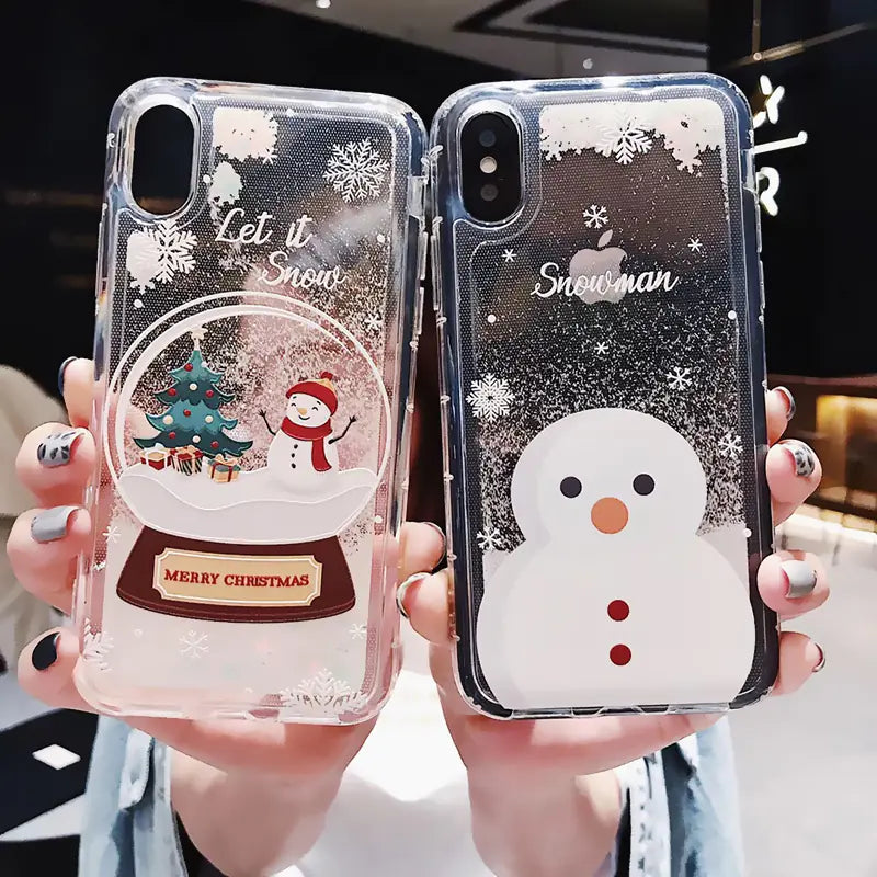 Funda para Teléfono Navideña de Arena Líquida Copo de Nieve