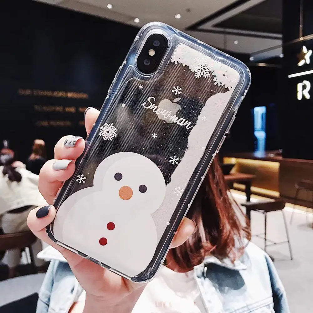 Funda para Teléfono Navideña de Arena Líquida Copo de Nieve
