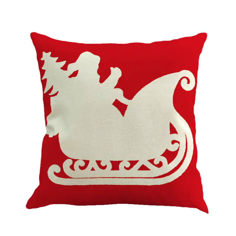 Christmas Pillow Covers with Linen Santa and Snowflakes
