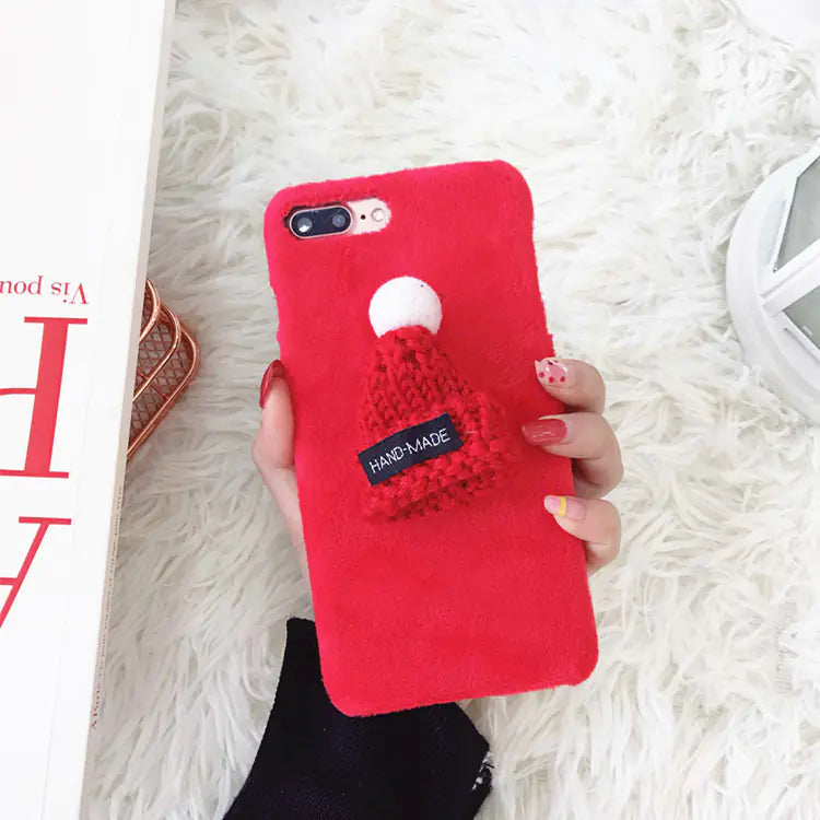 Sombrero de Peluche, Funda de Teléfono, Gorro de Navidad