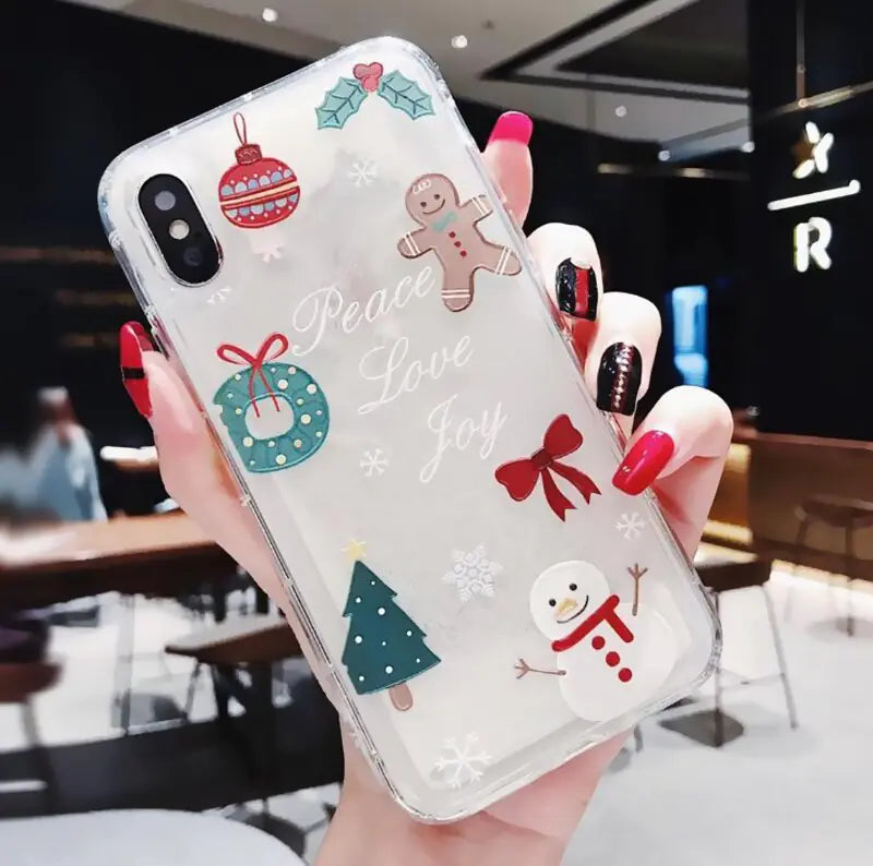 Funda para Teléfono Navideña de Arena Líquida Copo de Nieve