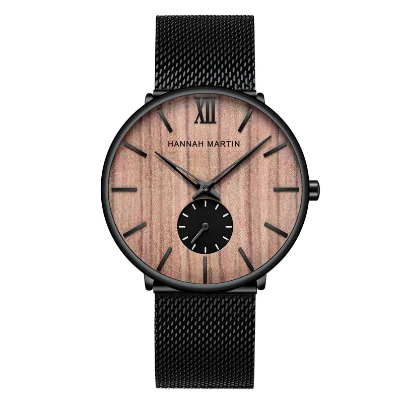Men's Bamboo Watch with Ebony Wood Grain Design