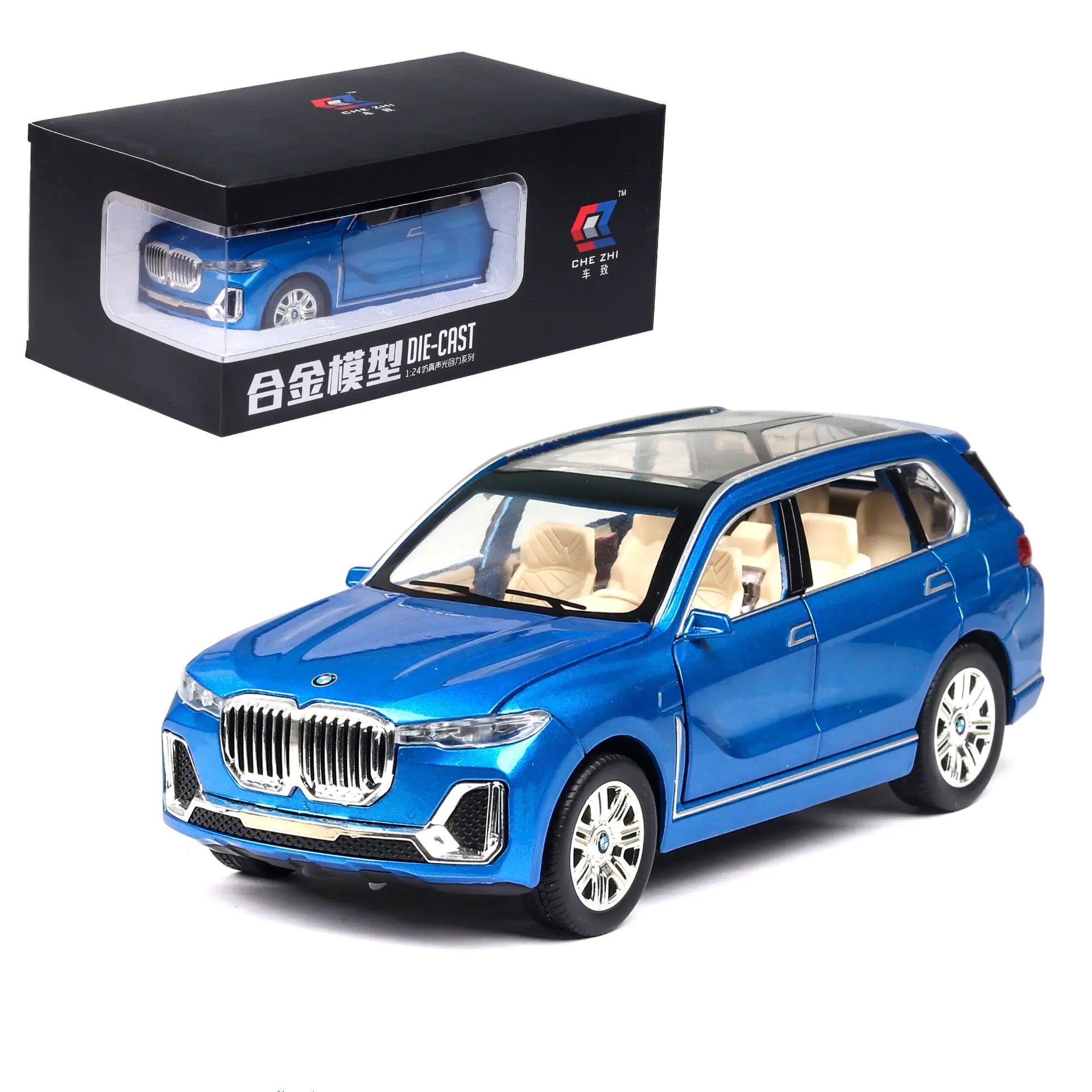 1:24 Metal BMW X7 Off-Road Car Model with Sound