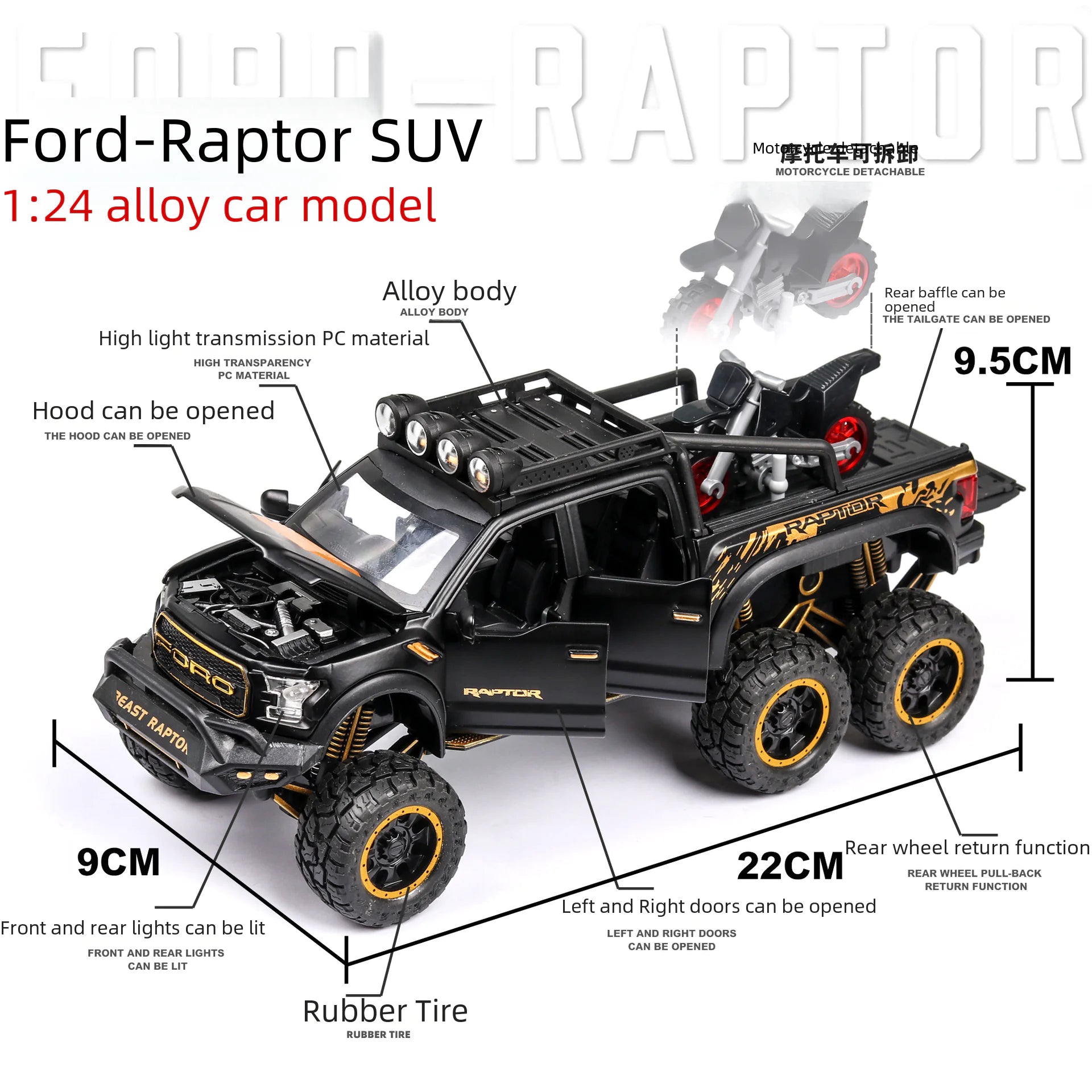 1:24 Raptor F150 Alloy Toy Car Model (Boxed)