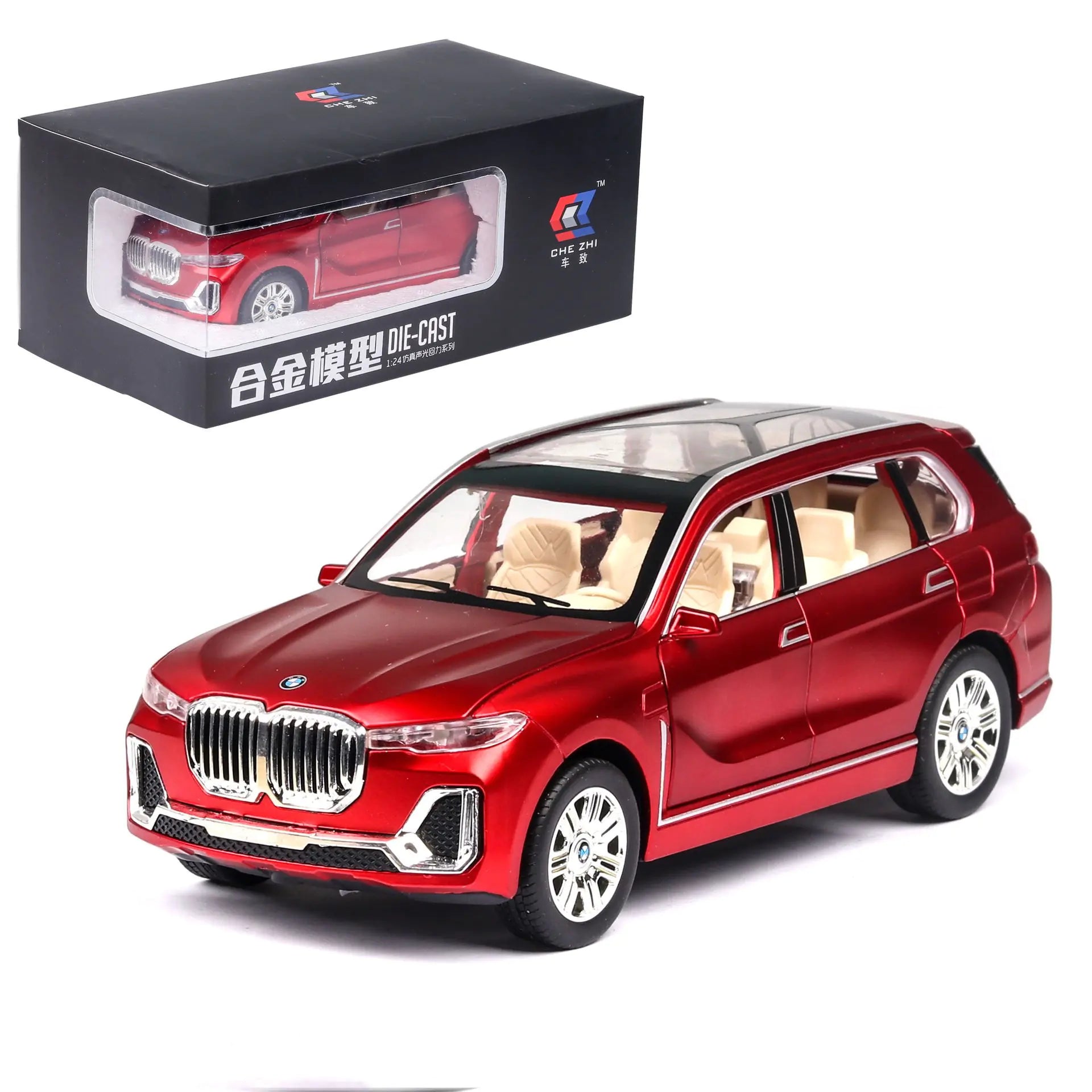 1:24 Metal BMW X7 Off-Road Car Model with Sound