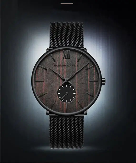 Men's Bamboo Watch with Ebony Wood Grain Design