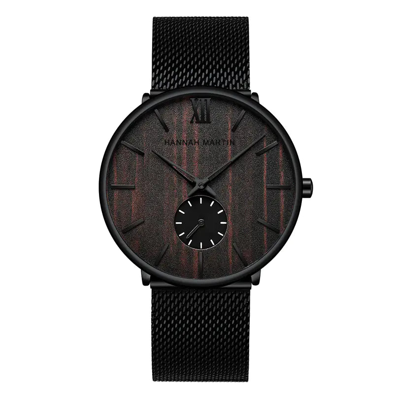 Men's Bamboo Watch with Ebony Wood Grain Design